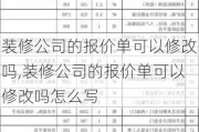 装修公司的报价单可以修改吗,装修公司的报价单可以修改吗怎么写