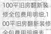 100平旧房翻新装修全包费用明细,100平旧房翻新装修全包费用明细表