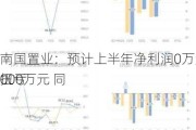 南国置业：预计上半年净利润0万元—3000万元 同
扭亏