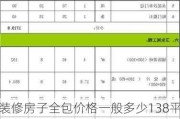 装修房子全包价格一般多少138平,装修房子全包价格一般多少138平米