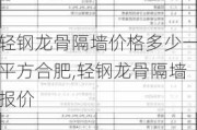 轻钢龙骨隔墙价格多少一平方合肥,轻钢龙骨隔墙报价