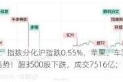 A股收评：指数分化沪指跌0.55%，苹果、车路云一体化概念强势！超3500股下跌，成交7516亿；机构解读