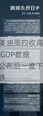 美油周四收高 GDP数据公布后一度下跌