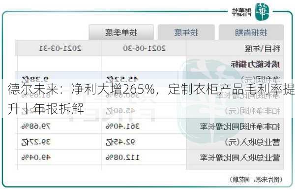 德尔未来：净利大增265%，定制衣柜产品毛利率提升丨年报拆解