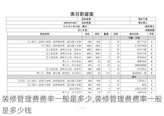 装修管理费费率一般是多少,装修管理费费率一般是多少钱