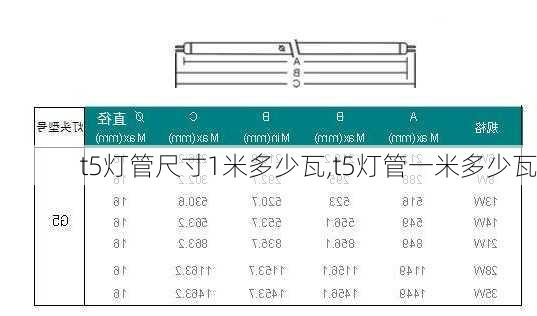 t5灯管尺寸1米多少瓦,t5灯管一米多少瓦