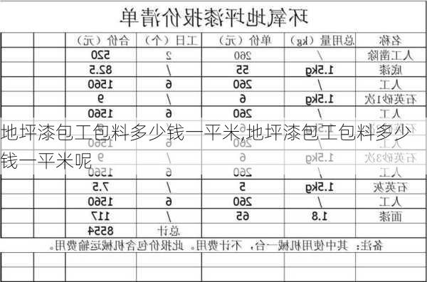 地坪漆包工包料多少钱一平米,地坪漆包工包料多少钱一平米呢