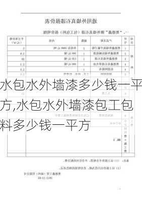 水包水外墙漆多少钱一平方,水包水外墙漆包工包料多少钱一平方