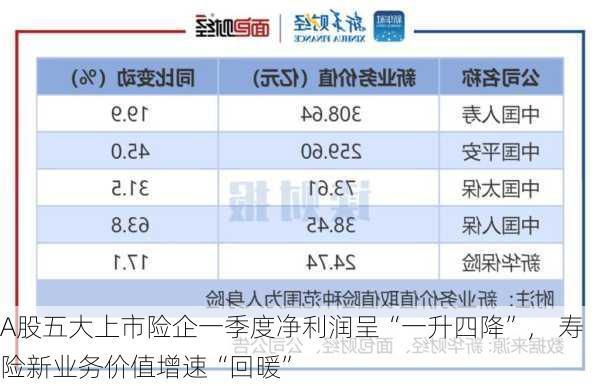 A股五大上市险企一季度净利润呈“一升四降”， 寿险新业务价值增速“回暖”