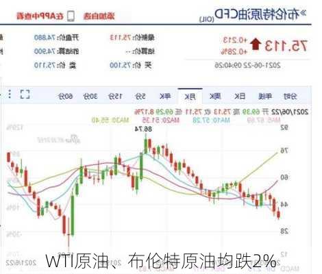 WTI原油、布伦特原油均跌2%