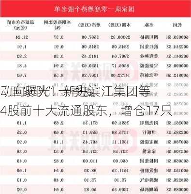 “国家队”一季度
动向曝光！新进滨江集团等4股前十大流通股东，增仓17只
