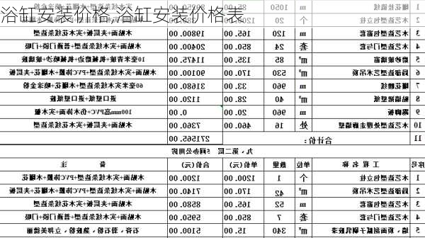 浴缸安装价格,浴缸安装价格表