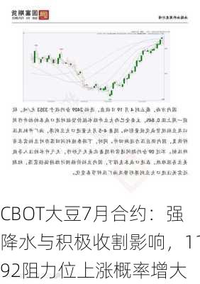 CBOT大豆7月合约：强降水与积极收割影响，1192阻力位上涨概率增大