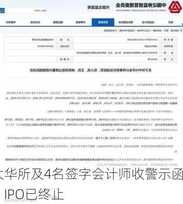 大华所及4名签字会计师收警示函！IPO已终止