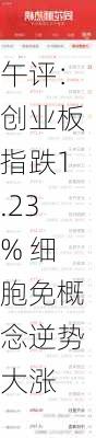 午评：创业板指跌1.23% 细胞免概念逆势大涨