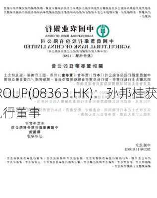 DM GROUP(08363.HK)：孙邦桂获
任为非执行董事