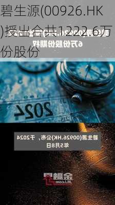 碧生源(00926.HK)授出合共1222.6万份股份
