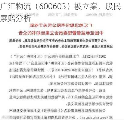 广汇物流（600603）被立案，股民索赔分析