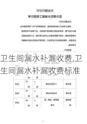 卫生间漏水补漏收费,卫生间漏水补漏收费标准