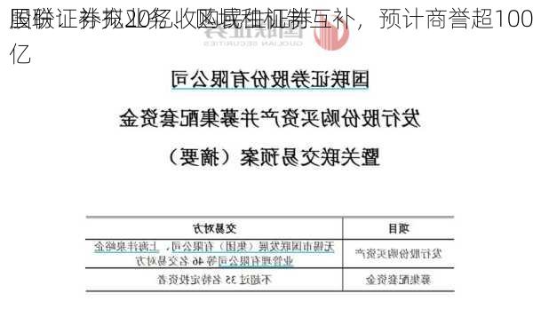 国联证券拟20亿收购民生证券
股份：补充业务、区域和机制互补，预计商誉超100亿