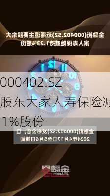 
街(000402.SZ)遭股东大家人寿保险减持1.11%股份