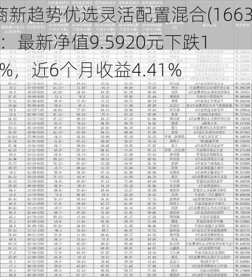 华商新趋势优选灵活配置混合(166301)：最新净值9.5920元下跌1.11%，近6个月收益4.41%