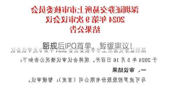 新规后IPO首单，暂缓审议！
回应