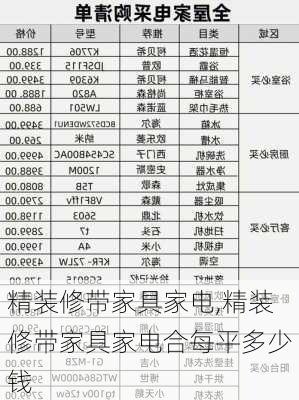 精装修带家具家电,精装修带家具家电合每平多少钱