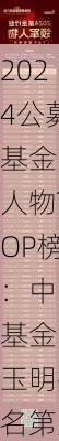 2024公募基金
人物TOP榜：中欧基金窦玉明排名第八