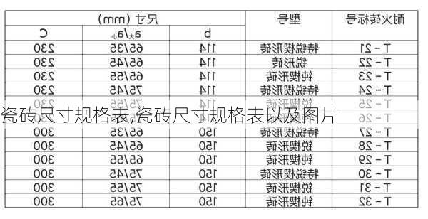 瓷砖尺寸规格表,瓷砖尺寸规格表以及图片