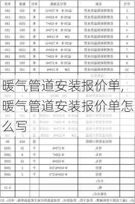 暖气管道安装报价单,暖气管道安装报价单怎么写