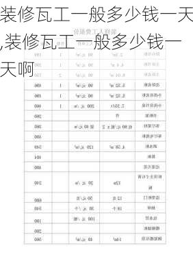 装修瓦工一般多少钱一天,装修瓦工一般多少钱一天啊