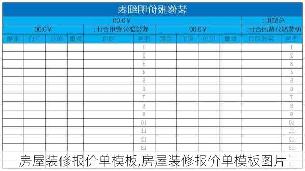 房屋装修报价单模板,房屋装修报价单模板图片