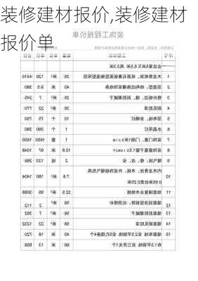 装修建材报价,装修建材报价单