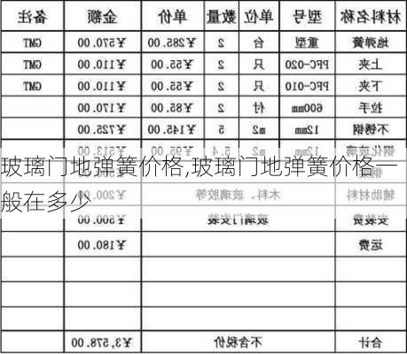 玻璃门地弹簧价格,玻璃门地弹簧价格一般在多少