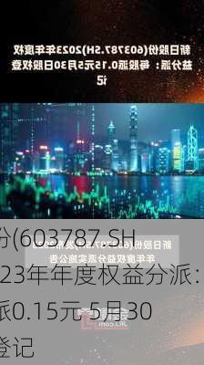 新
股份(603787.SH)2023年年度权益分派：每股派0.15元 5月30
股权登记