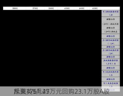 凯莱英5月27
斥资1761.45万元回购23.1万股A股