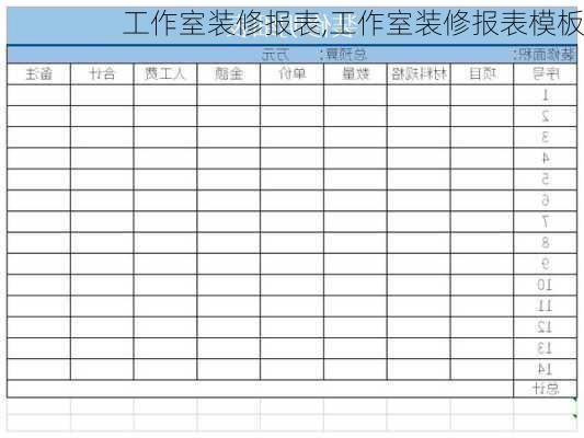 工作室装修报表,工作室装修报表模板