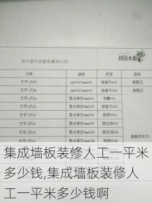 集成墙板装修人工一平米多少钱,集成墙板装修人工一平米多少钱啊