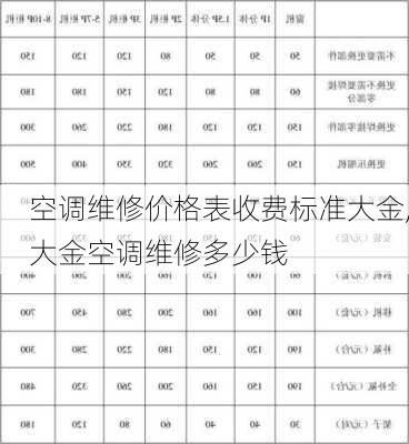 空调维修价格表收费标准大金,大金空调维修多少钱