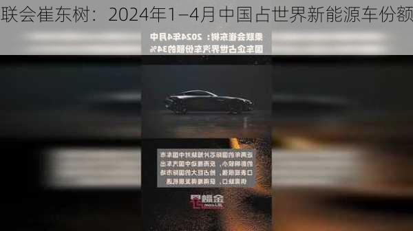 乘联会崔东树：2024年1―4月中国占世界新能源车份额
%