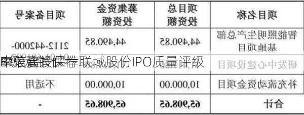 中信建投保荐联域股份IPO质量评级
B级 承销保荐
率较高