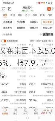 汉商集团下跌5.05%，报7.9元/股