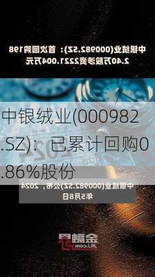 中银绒业(000982.SZ)：已累计回购0.86%股份