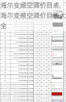 海尔变频空调价目表,海尔变频空调价目表大全