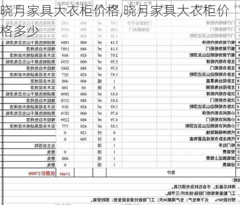 晓月家具大衣柜价格,晓月家具大衣柜价格多少