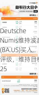 Deutsche Numis维持波音(BA.US)买入评级，维持目标价225
