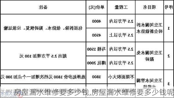 房屋漏水维修要多少钱,房屋漏水维修要多少钱呢