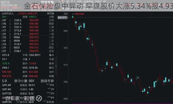 金石保险盘中异动 早盘股价大涨5.34%报4.93
