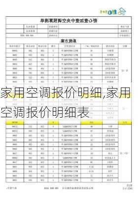 家用空调报价明细,家用空调报价明细表